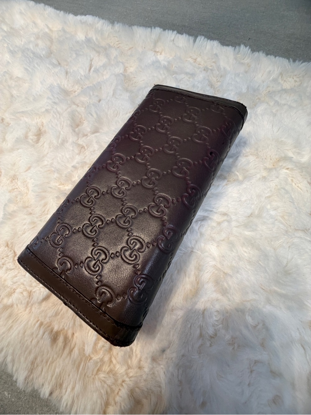Vintage Gucci Guccissima Taupe Leather Continental Wallet GG Logo Italy - Picture 4 of 16